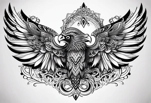 wings with filigree and african tribal patterns for a sleeve tattoo idea