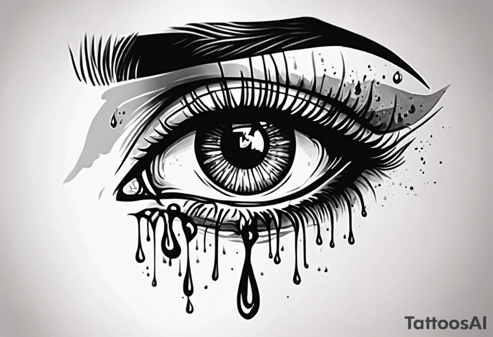 Bleeding eye tears flow tattoo idea