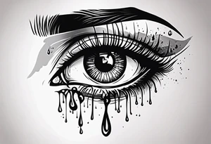 Bleeding eye tears flow tattoo idea