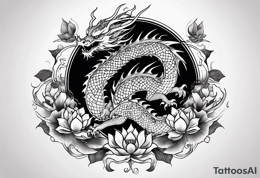 Dragon on forearm. Add Ying and Yang, Lotus flower, Moon and Chopsticks. tattoo idea