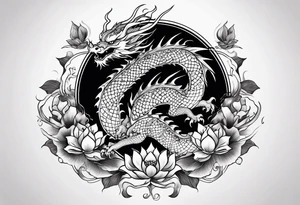 Dragon on forearm. Add Ying and Yang, Lotus flower, Moon and Chopsticks. tattoo idea