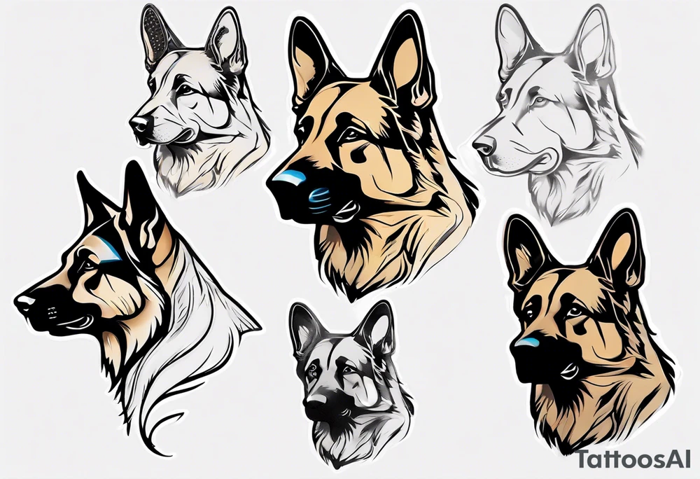 German shepherd profile tattoo idea