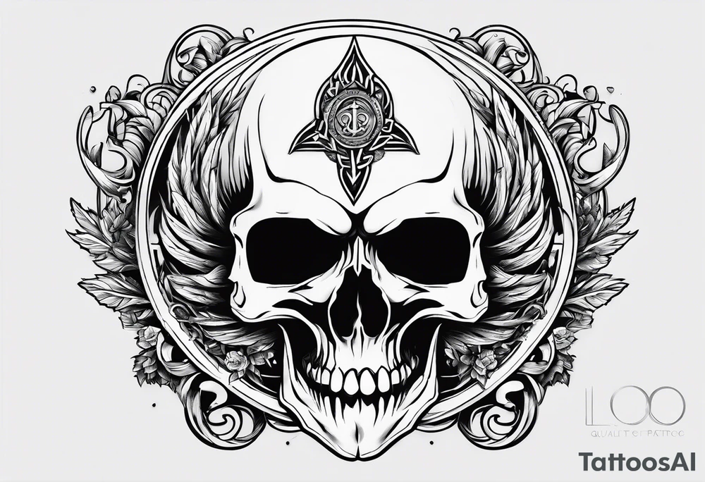 Greek Capital Letter Omega symbol death metal style tattoo idea