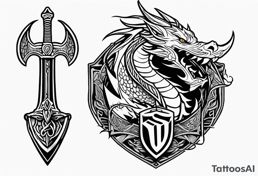 Valhalla fire sword shield dragon tattoo idea