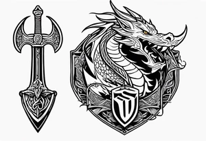 Valhalla fire sword shield dragon tattoo idea