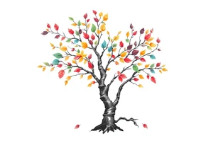 birch tree with coloured leaves tattoo idea