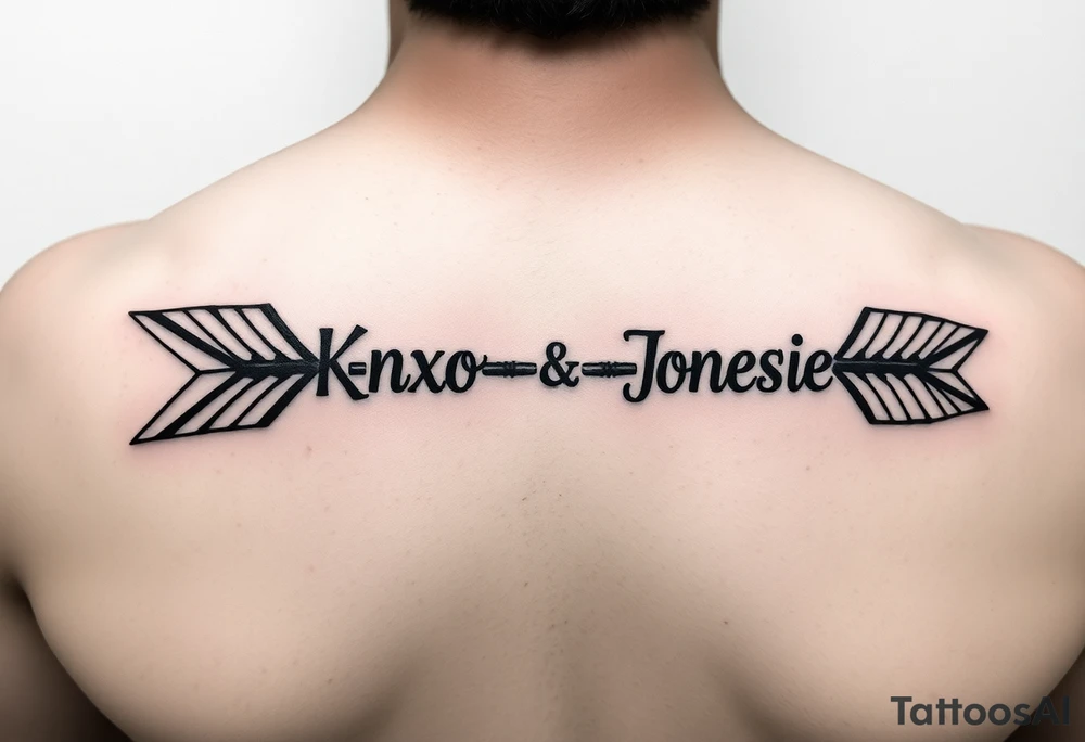 Rustic western arrow with 2 unique ideas representing my children a boy and a girl named Knox and Jonesie tattoo idea