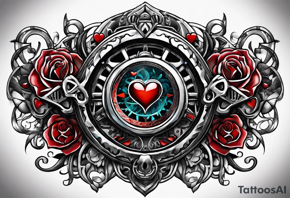 The number 52, biomechanical, signifying love tattoo idea