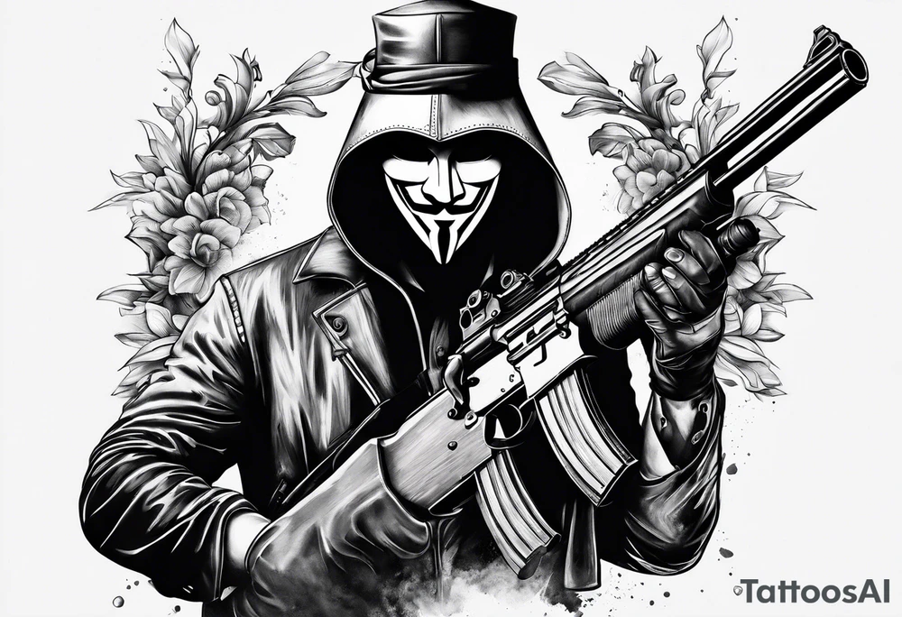 Anonymous with shotgun tattoo idea