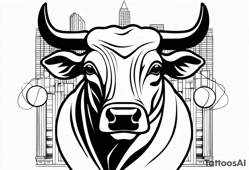 back of wallstreet bull with balls tattoo idea