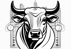 back of wallstreet bull with balls tattoo idea