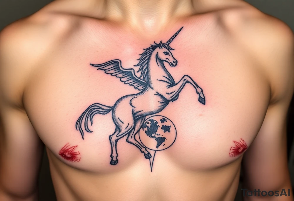 the centaur hovering over the world tattoo idea