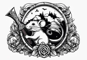 Rat holding a battle ax tattoo idea