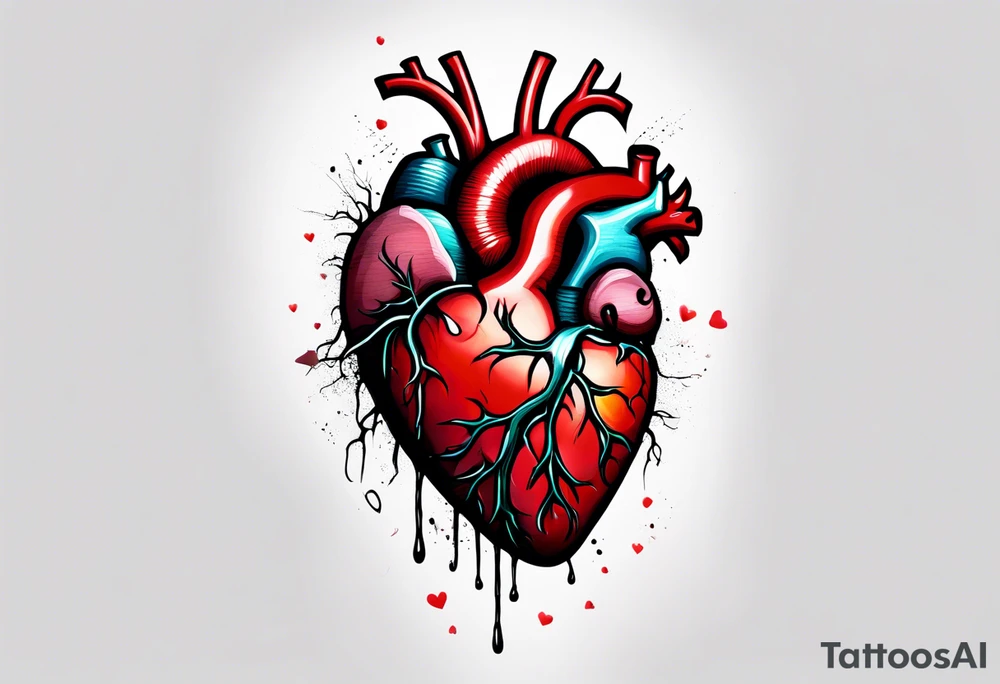 Anatomical Heart, bleeding, stitched tattoo idea