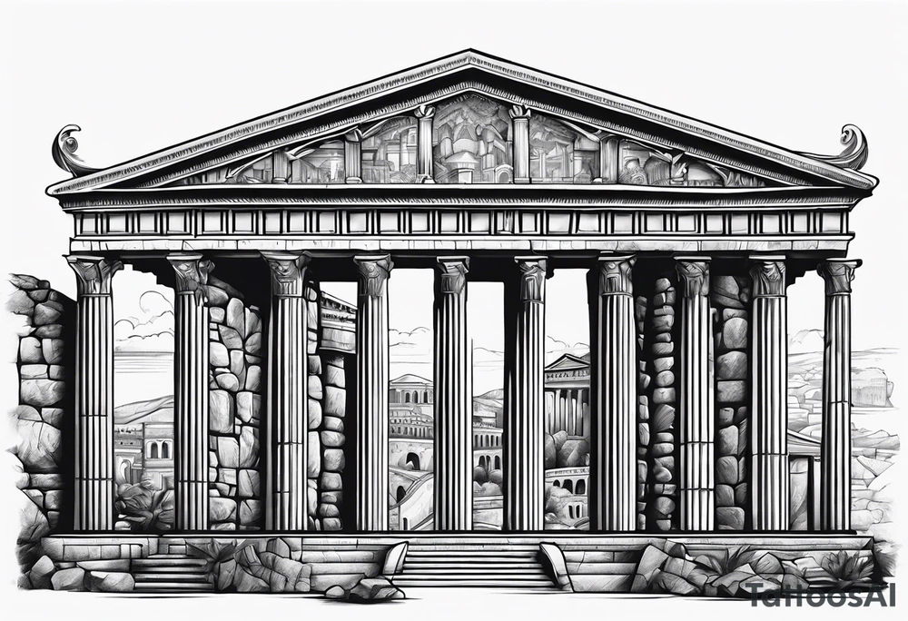 Ancient Rome City tattoo idea