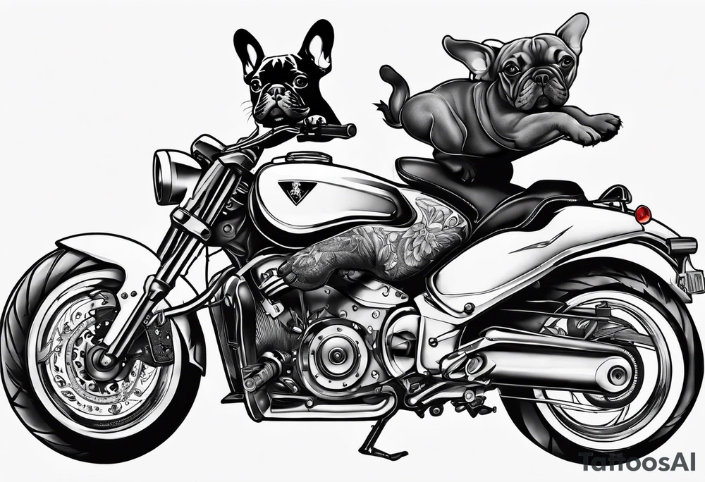 French bulldog riding man tattoo idea