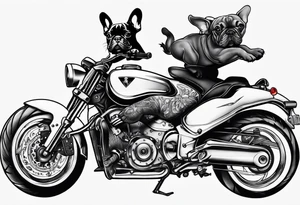 French bulldog riding man tattoo idea