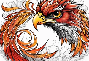 Proud Strong red orange phoenix tattoo idea