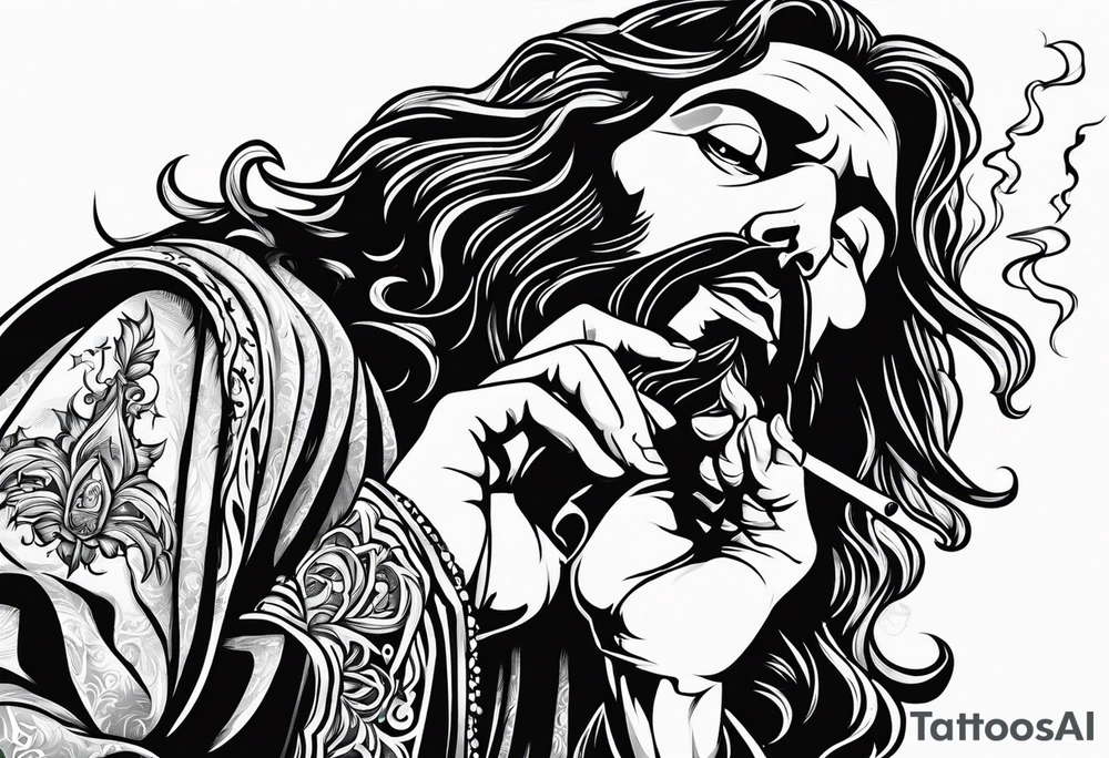 jesus smoking cigarette tattoo idea
