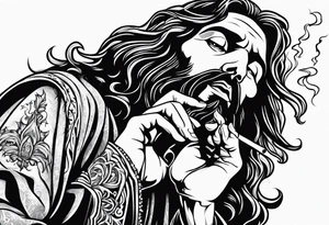 jesus smoking cigarette tattoo idea