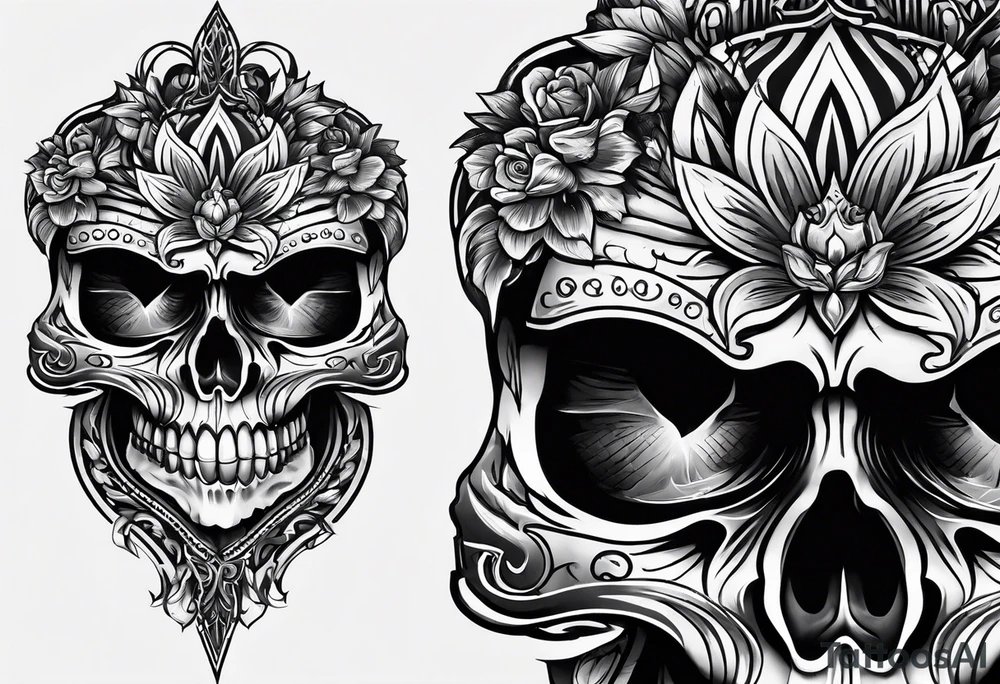 dagger piercing an eyesocket of the skull tattoo idea