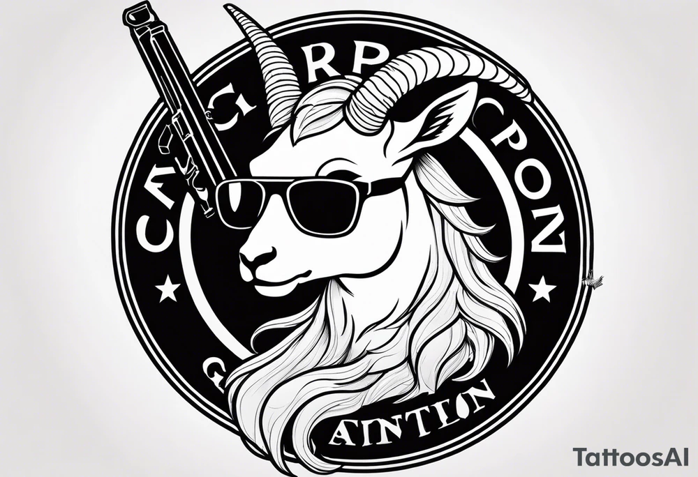 capricorn with sunglasses and shotgun tattoo idea