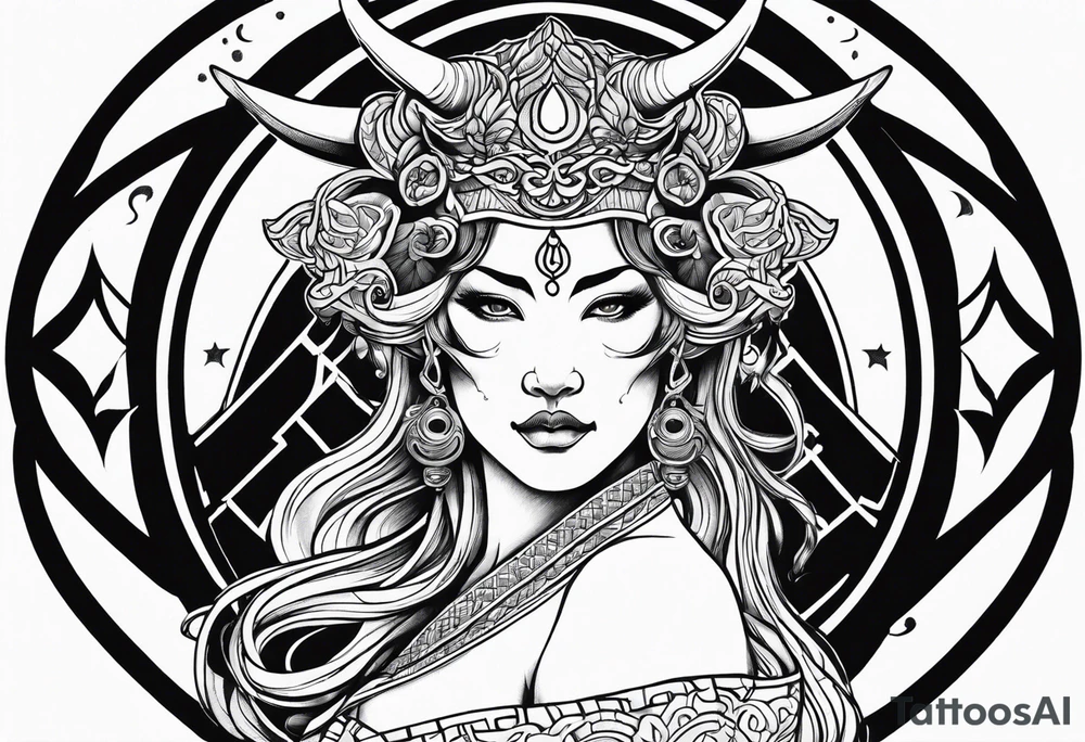 Beautiful taurus goddess tattoo idea