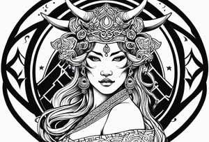 Beautiful taurus goddess tattoo idea