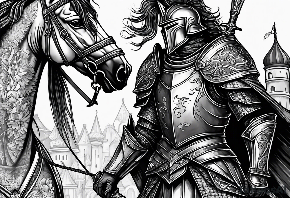 knight in heavy armor tattoo idea