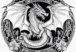 Beautiful female dragon with wings spread tattoo idea