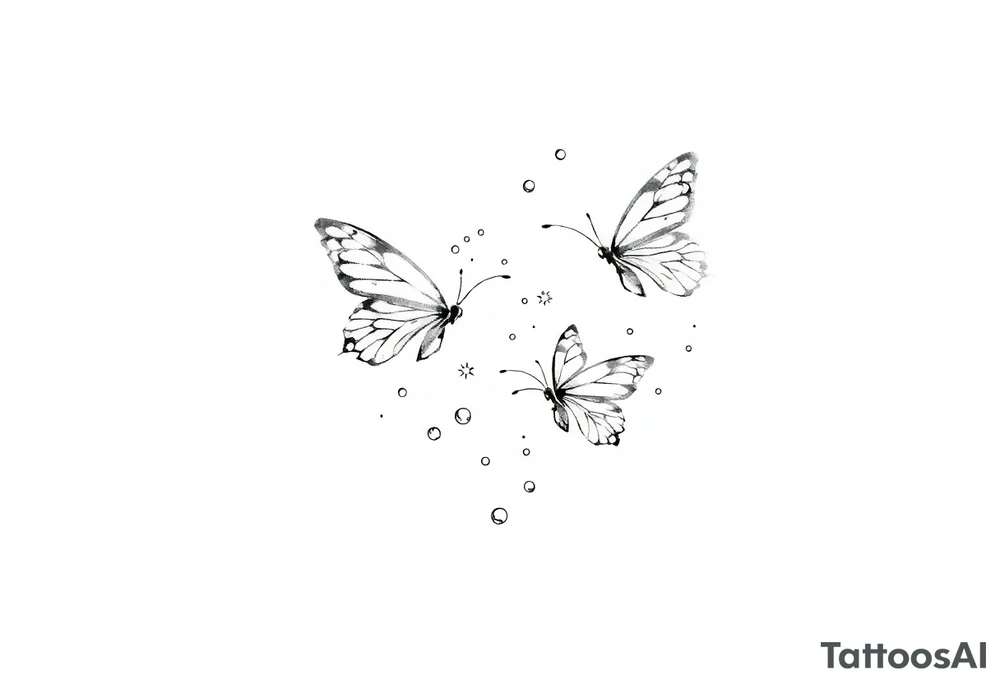 Simple butterflies with sparkles and some bubbles tattoo idea Simple butterflies with sparkles and some bubbles tattoo idea