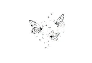 Simple butterflies with sparkles and some bubbles tattoo idea