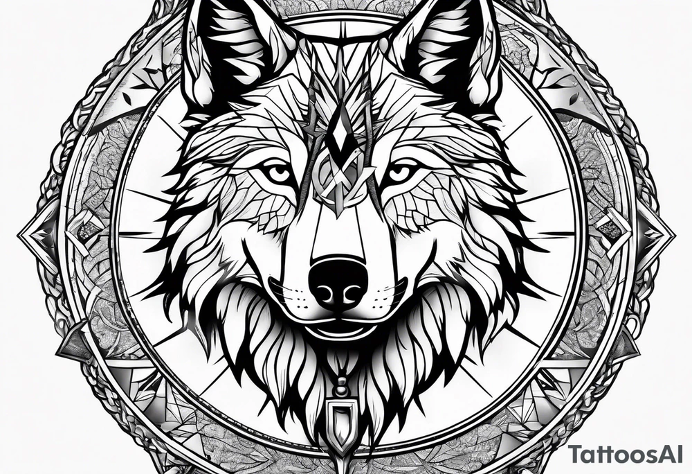 Wolf with compass tattoo idea