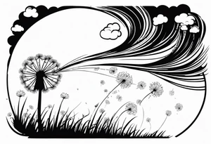 Blowing dandelion flying away tattoo idea