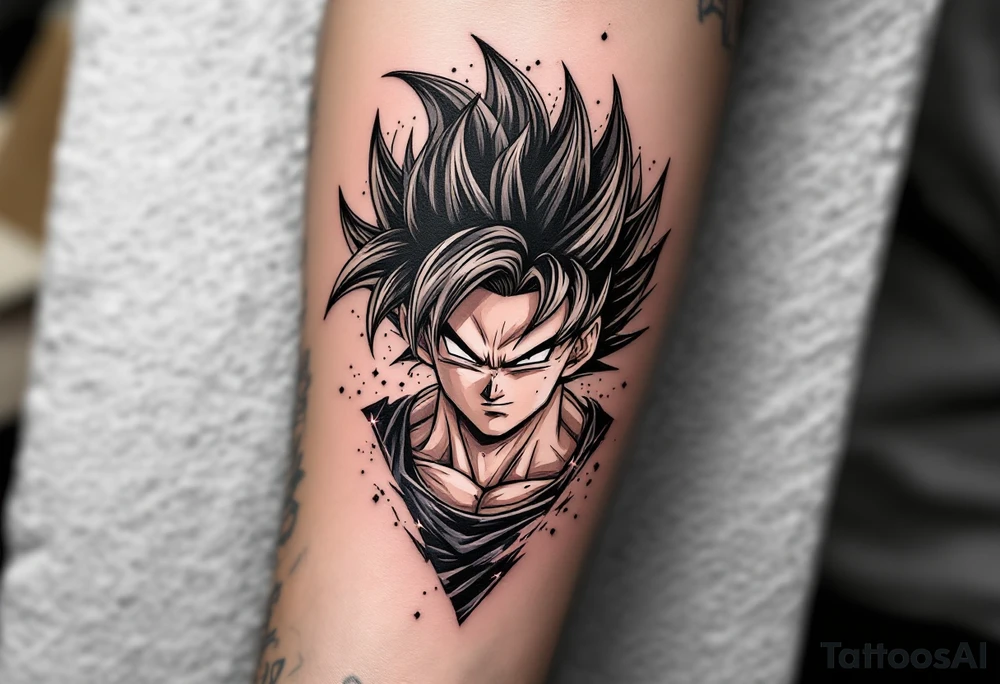 legendary dragonball z with energy aura with maginboo tattoo idea