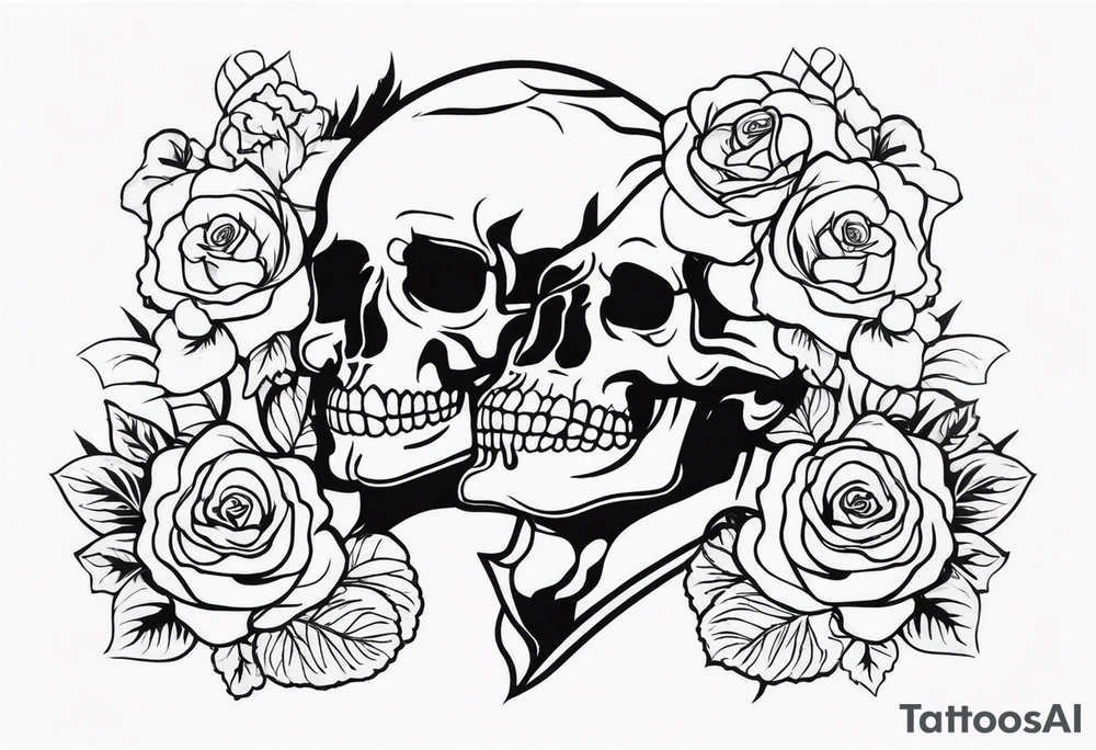 chest tattoo, from shoulder to shoulder, covering lover part of the neck. contains skulls, roses and muertos style girls tattoo idea