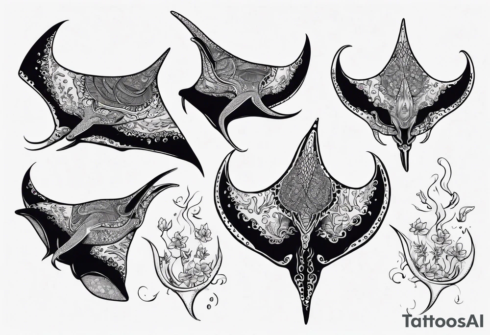 Manta ray in thai style tattoo idea