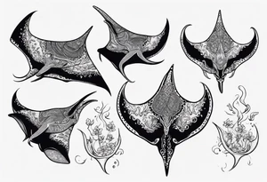 Manta ray in thai style tattoo idea