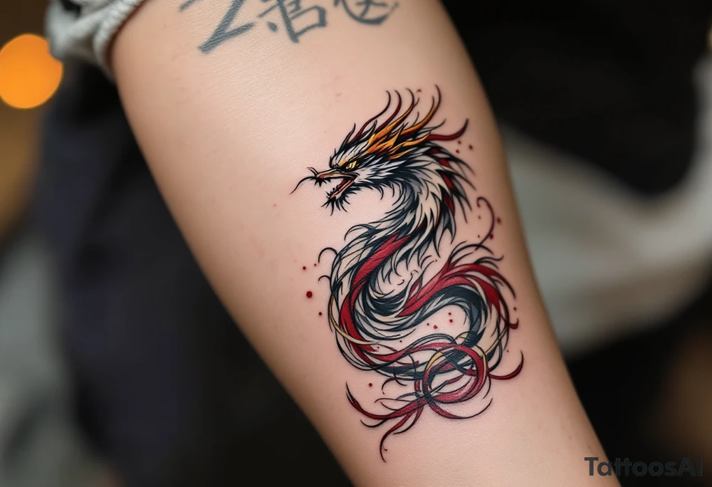 凤凰 (fènghuáng, “phoenix”) in gold and crimson expresses grace through rebirth and resilience. tattoo idea