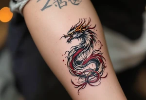 凤凰 (fènghuáng, “phoenix”) in gold and crimson expresses grace through rebirth and resilience. tattoo idea