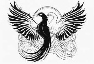 Half Phoenix and Half Skeleton tattoo idea
