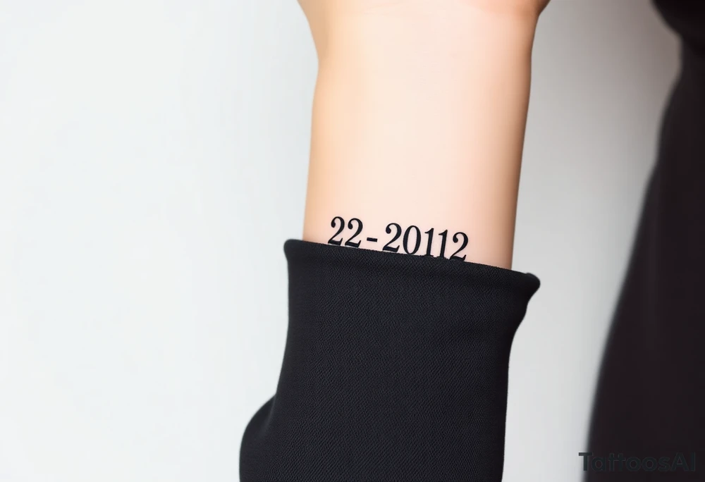 A sleek, minimalist barcode with the couple’s wedding date (22 - 12 - 2012) hidden in the numbers tattoo idea