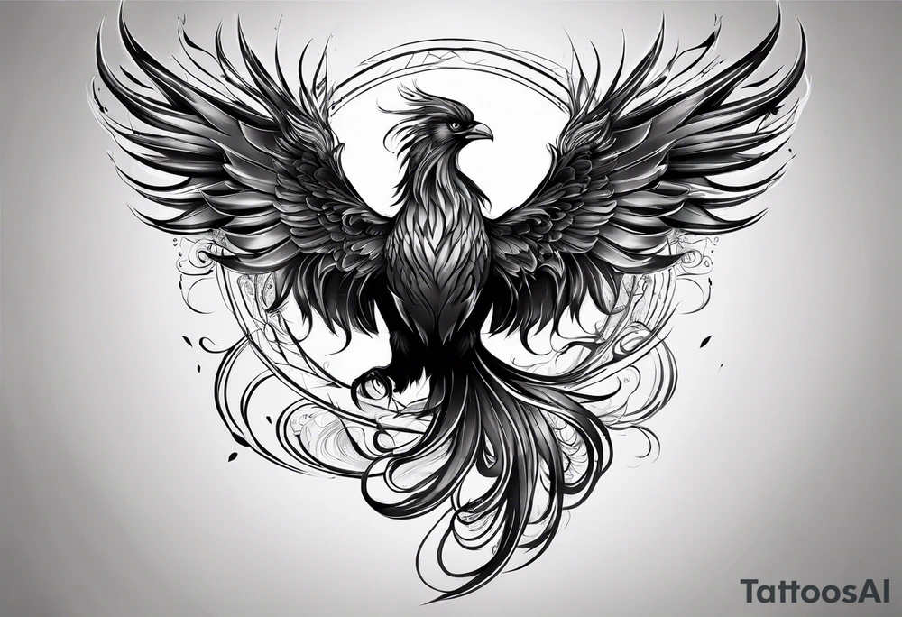 Evil Phoenix with classical smoke tattoo idea