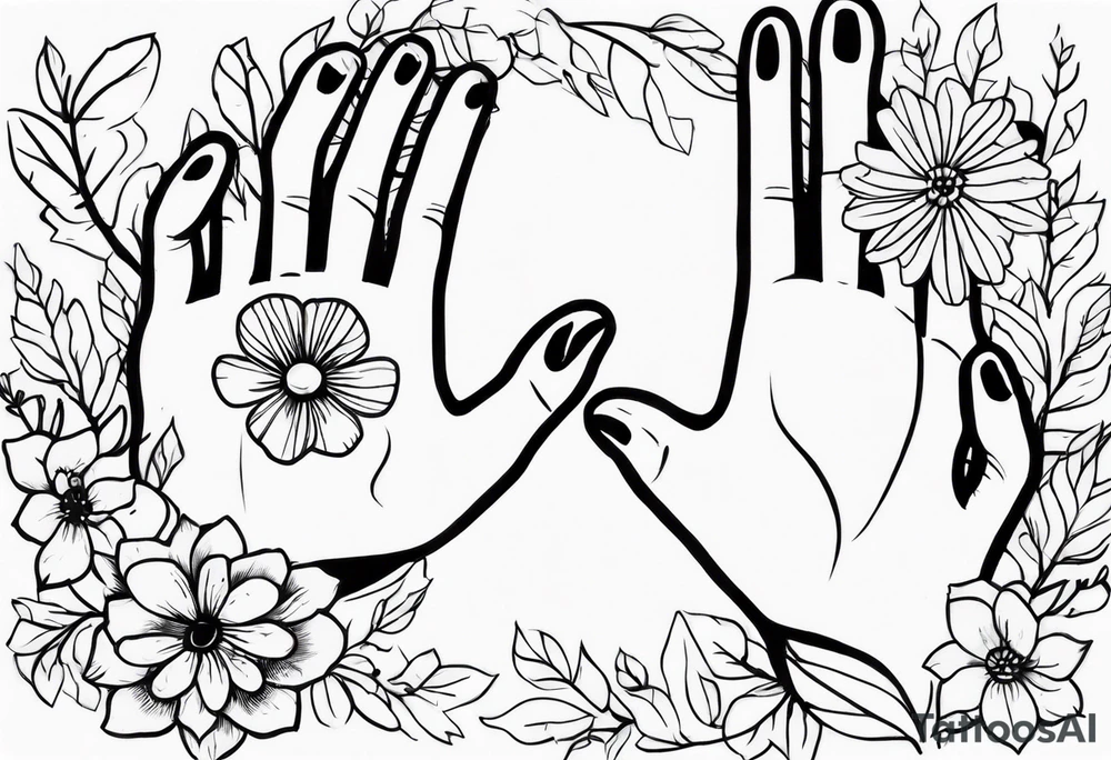 Handprints with flowers tattoo idea