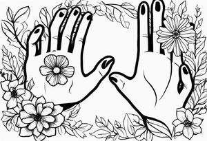 Handprints with flowers tattoo idea