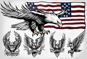 free bird eagle and American flag tattoo idea