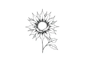 Sun rise flower with stem and leaves tattoo idea