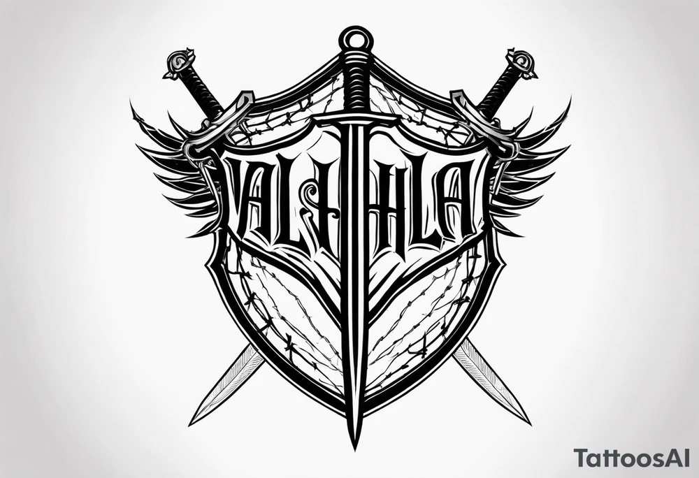 Valhalla
sword shield barbed  wire tattoo idea
