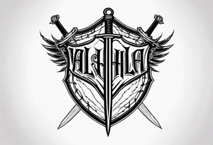 Valhalla
sword shield barbed  wire tattoo idea