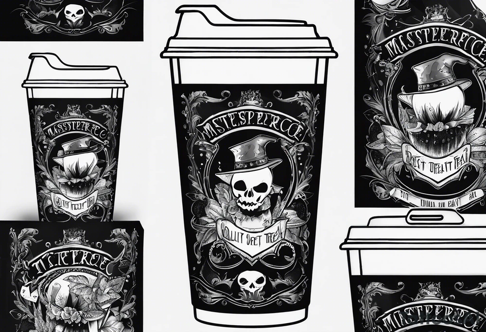Trick or treat, 20 oz tumbler banner design, candy, minimalist, potions, brew, broom, spellbound tattoo idea